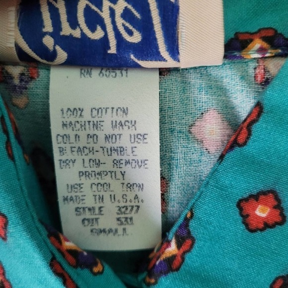 NEW VTG Circle T By Marilyn Lenox Blue Argyle Western Cowgirl Rodeo Top Sz M - Picture 12 of 12